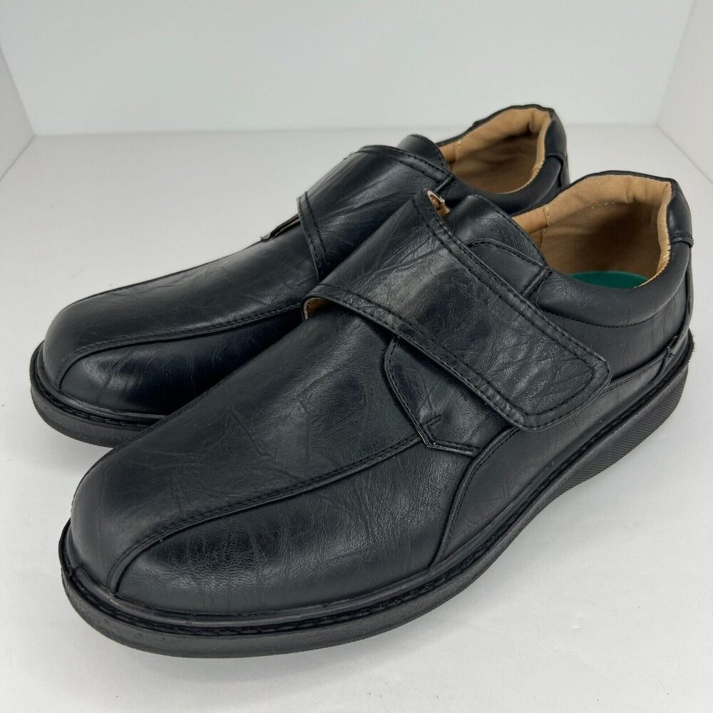 Veeko Mens 12760 Black Napa Pu Leather Hook & Loop Size 10.5EEE Dress Shoes